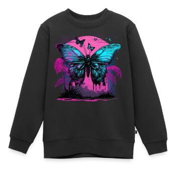 Nostalgische Transformation des Schmetterlings - Kinder Premium Organic Sweatshirt - Schwarz - Vorne - AI Model Kid Female (0cm)