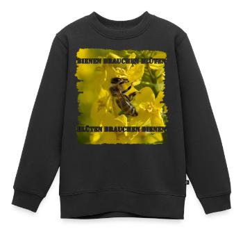 Bienen und Blüten sind miteinander verbunden - Kinder Premium Organic Sweatshirt - Schwarz - Vorne - AI Model Kid Female (0cm)