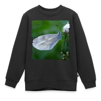 Schmetterling ruht auf einer Distel - Kinder Premium Organic Sweatshirt - Schwarz - Vorne - AI Model Kid Female (0cm)