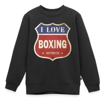I Love Boxing Boxen Boxkampf Vintage Schild Route - Kinder Premium Organic Sweatshirt - Schwarz - Vorne - AI Model Kid Female (0cm)