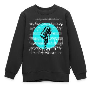 Microphone - Kids Premium Organic Sweatshirt - black - Front - AI Model Kid Female (0cm)