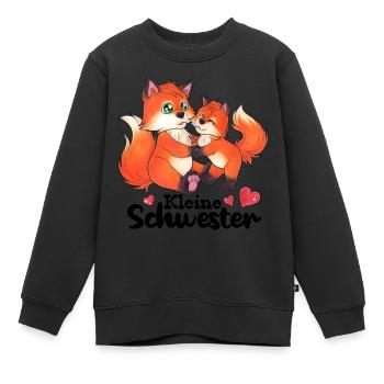 Kleine Schwester Niedlicher Fuchs Geschwister Paar - Kinder Premium Organic Sweatshirt - Schwarz - Vorne - AI Model Kid Female (0cm)