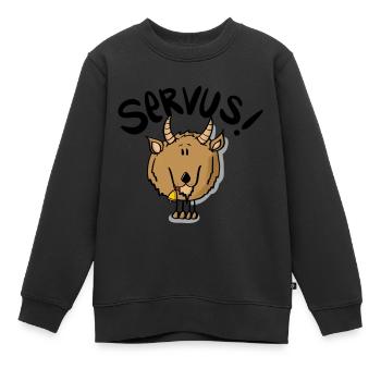 Ziege Servus - Kinder Premium Organic Sweatshirt - Schwarz - Vorne - AI Model Kid Female (0cm)