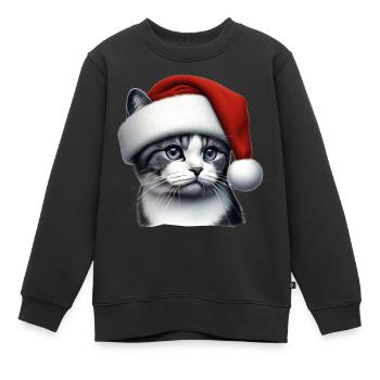 Kitty Cat The Santa Claus - Kids Premium Organic Sweatshirt - black - Front - AI Model Kid Female (0cm)