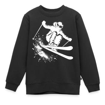 Saut à ski, hiver, vacances de ski, piste - Sweat Premium enfant bio - noir - Devant - AI Model Kid Female (0cm)