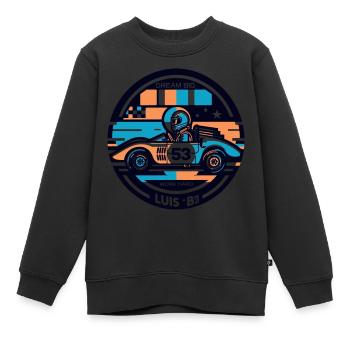 RaceCar Luis #53 - Sweat Premium enfant bio - noir - Devant - AI Model Kid Female (0cm)