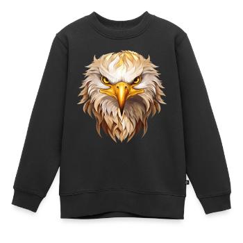 aigle, tête d’aigle, oiseau de proie, oiseau de proie, animal, nature - Sweat Premium enfant bio - noir - Devant - AI Model Kid Female (0cm)