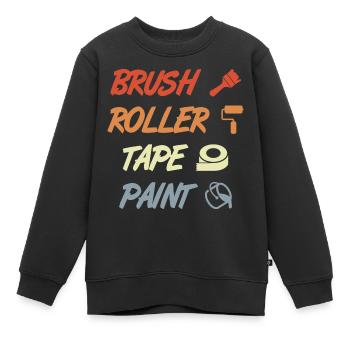 Brush Roller Tape Paint - Kinder Premium Organic Sweatshirt - Schwarz - Vorne - AI Model Kid Female (0cm)