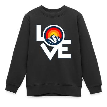 Ich Liebe Berge – I Love Mountains Retro Design - Kinder Premium Organic Sweatshirt - Schwarz - Vorne - AI Model Kid Female (0cm)