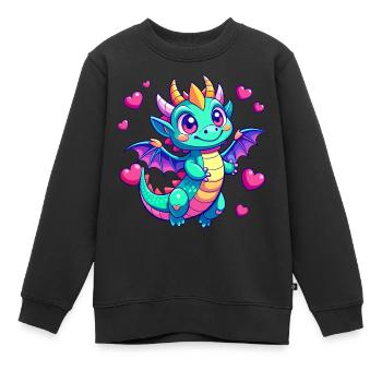 Dragon coloré - Sweat Premium enfant bio - noir - Devant - AI Model Kid Female (0cm)