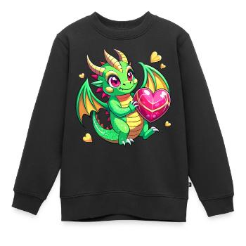Farbenfroher Drache - Kinder Premium Organic Sweatshirt - Schwarz - Vorne - AI Model Kid Female (0cm)