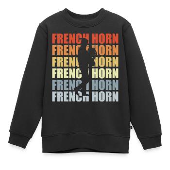 Retro Horn - Kinder Premium Organic Sweatshirt - Schwarz - Vorne - AI Model Kid Female (0cm)