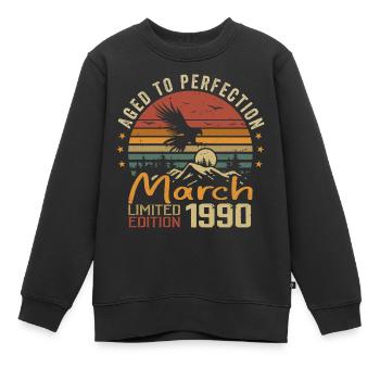 Die Legenden wurden im März 1990 geboren Vintage Retro - Kinder Premium Organic Sweatshirt - Schwarz - Vorne - AI Model Kid Female (0cm)