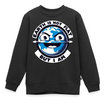Humour de la Terre plate : satire et blagues ironiques - Sweat Premium enfant bio - noir - Devant - AI Model Kid Female (0cm)