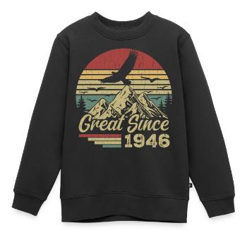 Vintage 1946 Cadeau D’anniversaire 1946 Retro 1946 - Sweat Premium enfant bio - noir - Devant - AI Model Kid Female (0cm)