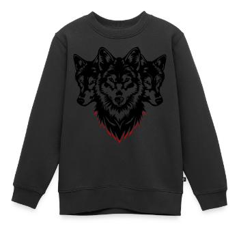 Wolf Head Pack - Kids Premium Organic Sweatshirt - black - Front - AI Model Kid Female (0cm)