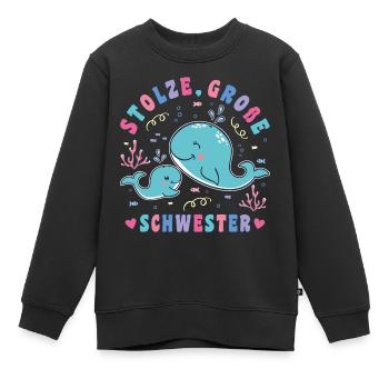 Große Schwester niedliche Wal Geschwister Mädchen - Kinder Premium Organic Sweatshirt - Schwarz - Vorne - AI Model Kid Female (0cm)