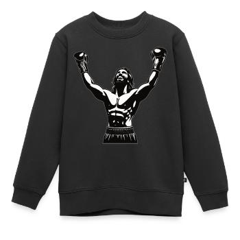 Boxer mit Siegerpose - cooles Boxing Design - Kinder Premium Organic Sweatshirt - Schwarz - Vorne - AI Model Kid Female (0cm)