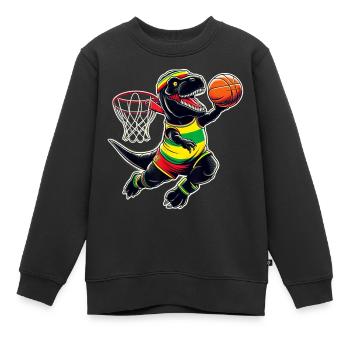 T-rex Dunking Ein Basketball Juneteenth Dinosaurier - Kinder Premium Organic Sweatshirt - Schwarz - Vorne - AI Model Kid Female (0cm)
