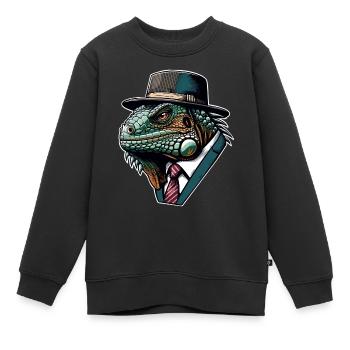 Iguane - Sweat Premium enfant bio - noir - Devant - AI Model Kid Female (0cm)
