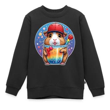 Cute guinea pig enjoying lemonade - Kids Premium Organic Sweatshirt - black - Front - AI Model Kid Female (0cm)
