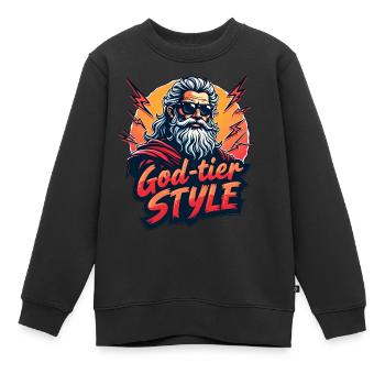 God Tier Style - Hipster Zeus - Kinder Premium Organic Sweatshirt - Schwarz - Vorne - AI Model Kid Female (0cm)