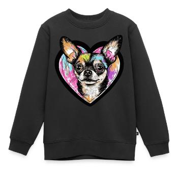 Chihuahua Chien Coeur Amour Chien - Sweat Premium enfant bio - noir - Devant - AI Model Kid Female (0cm)