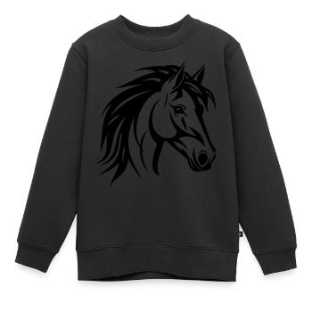 Tête de cheval - Sweat Premium enfant bio - noir - Devant - AI Model Kid Female (0cm)