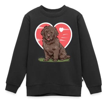 Neufundländer Hund mit großem Herzen - Kinder Premium Organic Sweatshirt - Schwarz - Vorne - AI Model Kid Female (0cm)