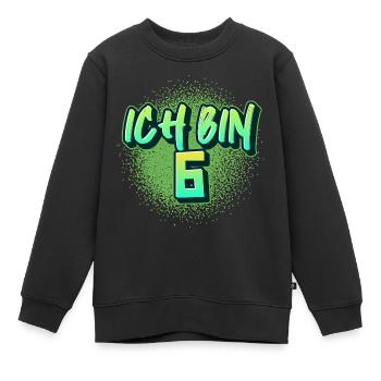 Ich bin 6 – Lustiges Farbenfest - Kinder Premium Organic Sweatshirt - Schwarz - Vorne - AI Model Kid Female (0cm)
