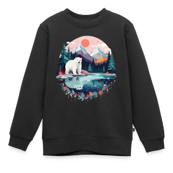 ours polaire faune faune nature nature - Sweat Premium enfant bio - noir - Devant - AI Model Kid Female (0cm)