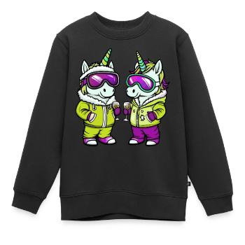 Licorne Ski Après-Ski - Sweat Premium enfant bio - noir - Devant - AI Model Kid Female (0cm)