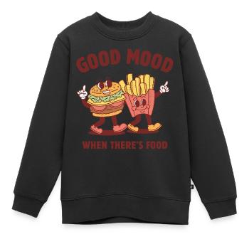 Gute Laune, wenn es Essen gibt - Kinder Premium Organic Sweatshirt - Schwarz - Vorne - AI Model Kid Female (0cm)