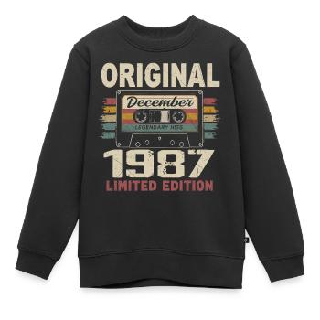 Cadeau D'anniversaire Décembre 1987 - Sweat Premium enfant bio - noir - Devant - AI Model Kid Female (0cm)