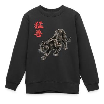 Schwarze Raubkatze Kampfkunst Panther - Kinder Premium Organic Sweatshirt - Schwarz - Vorne - AI Model Kid Female (0cm)