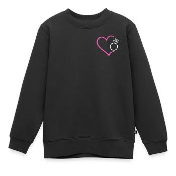 Herz mit Diamantring Ehering Ring Hochzeit Braut - Kinder Premium Organic Sweatshirt - Schwarz - Vorne - AI Model Kid Female (0cm)