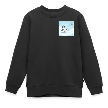 Süßer Pinguin singt im Schnee - Kinder Premium Organic Sweatshirt - Schwarz - Vorne - AI Model Kid Female (0cm)