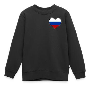 Russland Herzflagge - Kinder Premium Organic Sweatshirt - Schwarz - Vorne - AI Model Kid Female (0cm)