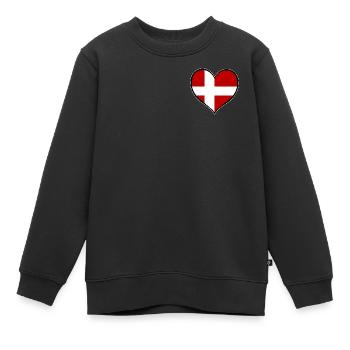 Dänemark Herzflagge - Kinder Premium Organic Sweatshirt - Schwarz - Vorne - AI Model Kid Female (0cm)