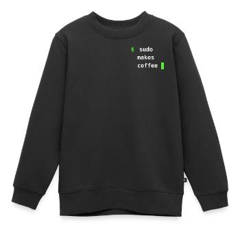 Sudo Makes Coffee – Conception de terminaux Linux - Sweat Premium enfant bio - noir - Devant - AI Model Kid Female (0cm)