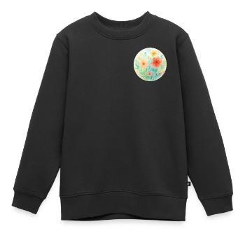 Pastell-Aquarellblumenkreis - Kinder Premium Organic Sweatshirt - Schwarz - Vorne - AI Model Kid Female (0cm)