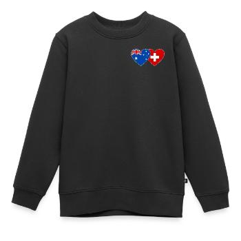 Australien Schweiz Flagge Herz Flagge - Kinder Premium Organic Sweatshirt - Schwarz - Vorne - AI Model Kid Female (0cm)