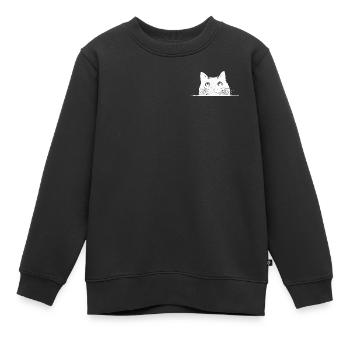 Guckende Katze mit Schnurrhaaren - Kinder Premium Organic Sweatshirt - Schwarz - Vorne - AI Model Kid Female (0cm)