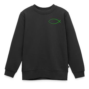 Ichtus Fisch dunkelgrün - Kinder Premium Organic Sweatshirt - Schwarz - Vorne - AI Model Kid Female (0cm)