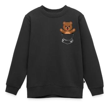 Bär Brusttasche Braunbär Teddybär - Kinder Premium Organic Sweatshirt - Schwarz - Vorne - AI Model Kid Female (0cm)