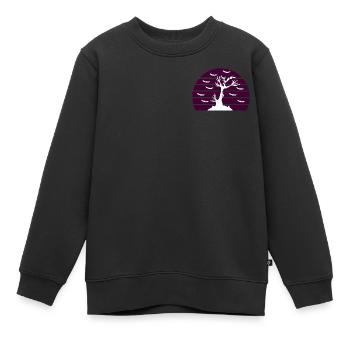 Halloween - Baum - Fledermäuse - Kinder Premium Organic Sweatshirt - Schwarz - Vorne - AI Model Kid Female (0cm)