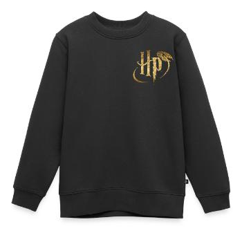 Harry Potter kleines Logo Gold - Kinder Premium Organic Sweatshirt - Schwarz - Vorne - AI Model Kid Female (0cm)