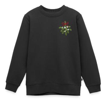 Bestickter Mistelzweig – romantisches Weihnachten (gedruckt) - Kinder Premium Organic Sweatshirt - Schwarz - Vorne - AI Model Kid Female (0cm)