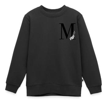 Lettre M - Sweat Premium enfant bio - noir - Devant - AI Model Kid Female (0cm)
