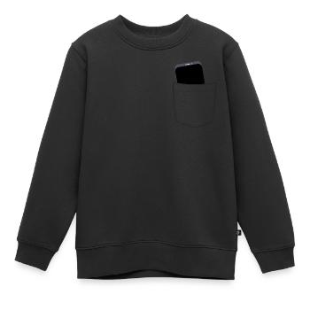 Poche poitrine avec téléphone portable - Sweat Premium enfant bio - noir - Devant - AI Model Kid Female (0cm)